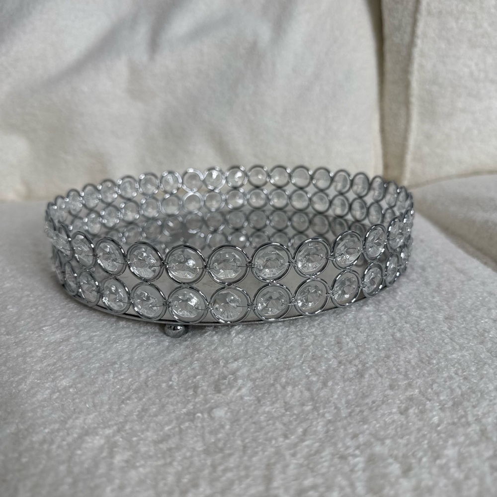 Elegant Silver Crystal Decor Piece